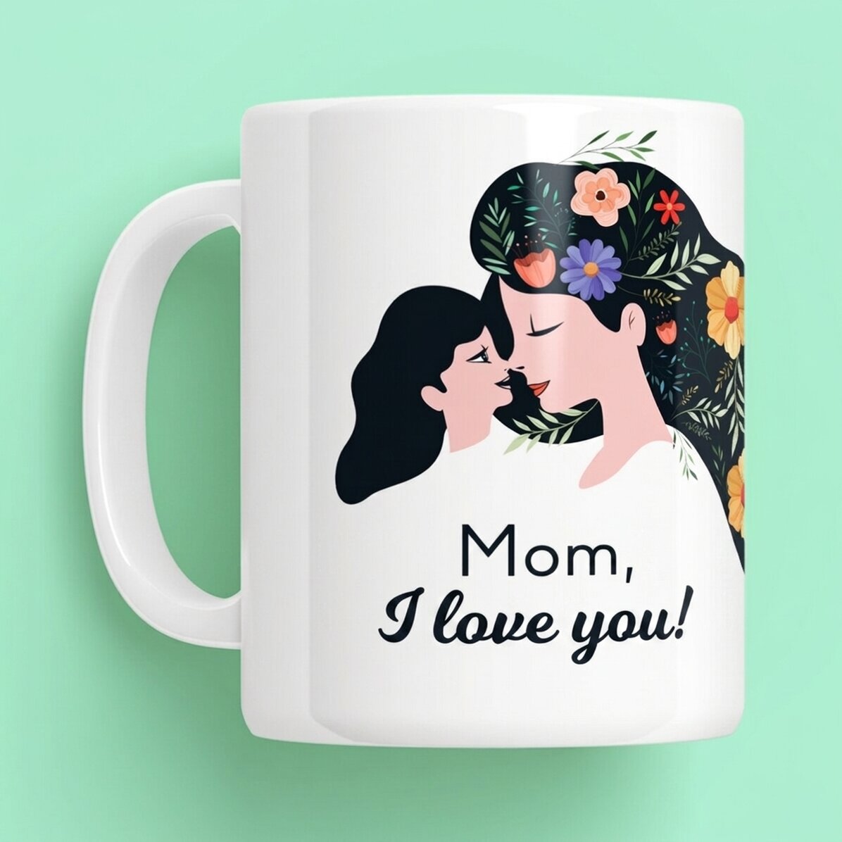 Personalisierte Tasse mit der Aufschrift „Mama, ich liebe dich!“