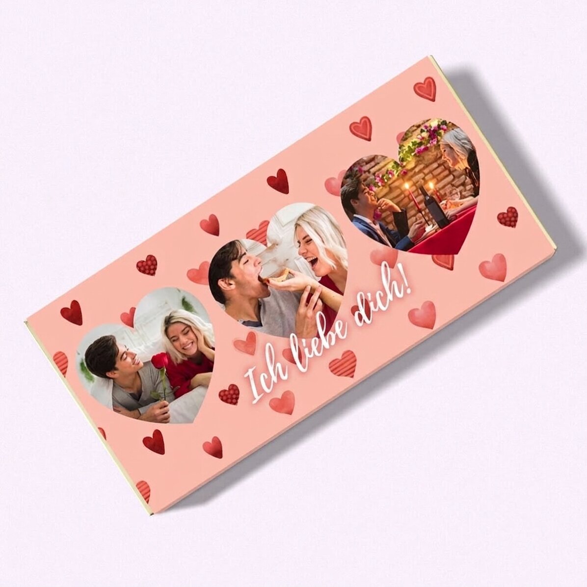 Personalisierte Schokolade mit 3 Fotos – I Love you!