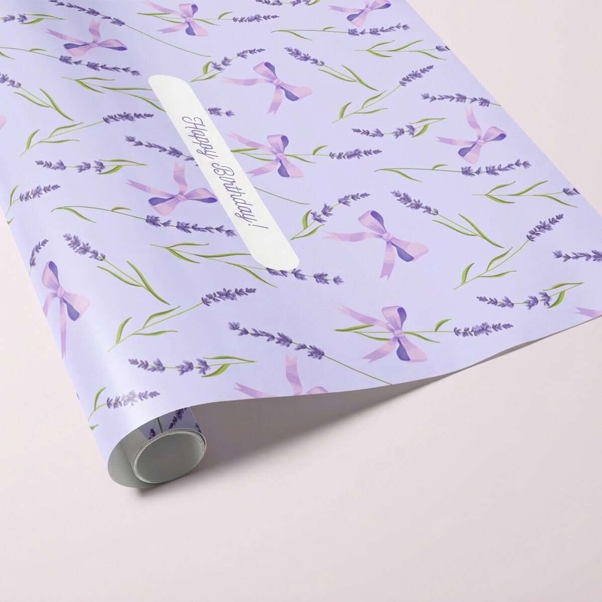 Individuell gestaltetes Geschenkpapier mit Text – Lavendel