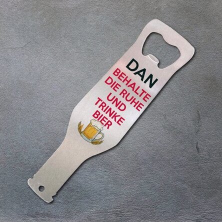 Personalisierter Bieröffner – Keep calm and drink beer