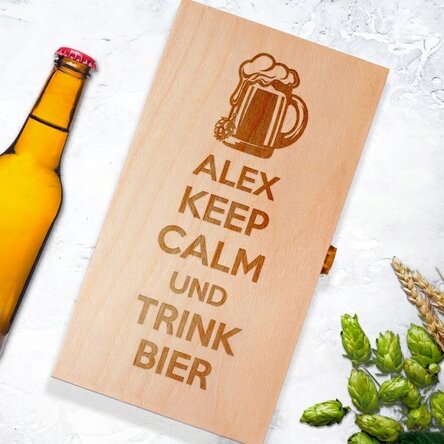Personalisierte Bierbox für drei Flaschen – Keep Calm and Drink Beer