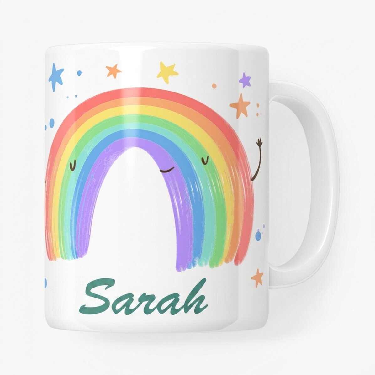 Personalisierter Becher mit Text – Rainbow