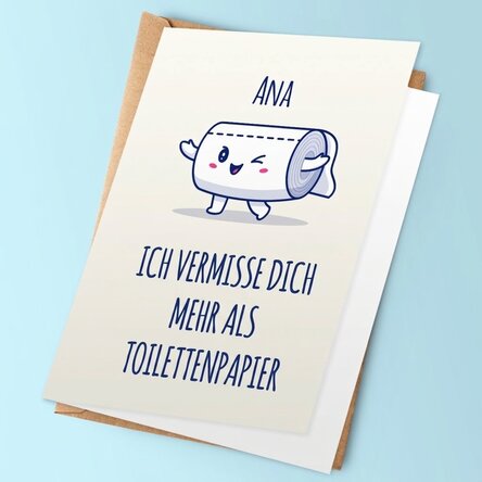 Personalisierte Grußkarte mit Text – Toilettenpapier