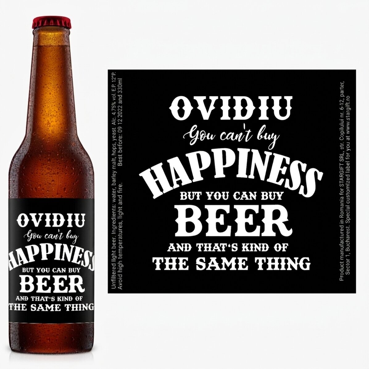 Bier mit individueller Beschriftung – Beer is Happiness