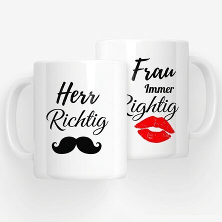 Tassen für Paare – Mr. Right und Mrs. Always Right