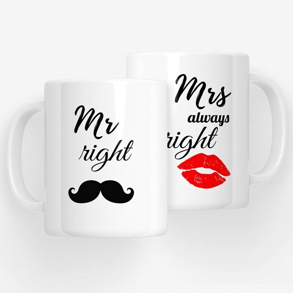 Tassen für Paare – Mr. Right und Mrs. Always Right