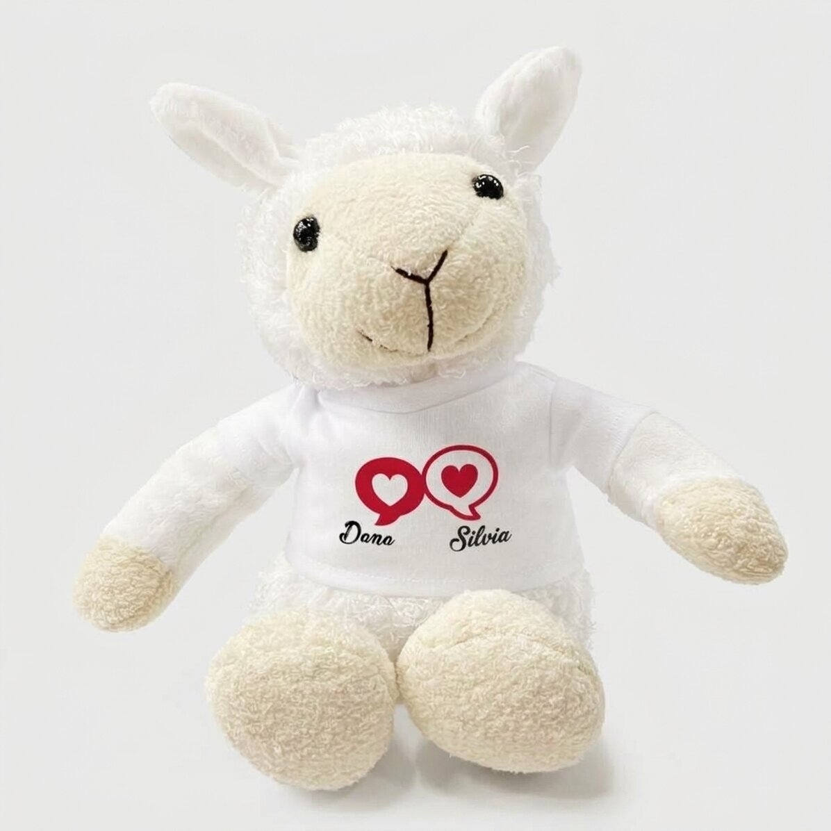 Personalisiertes Schaf mit Text – Chat Hearts