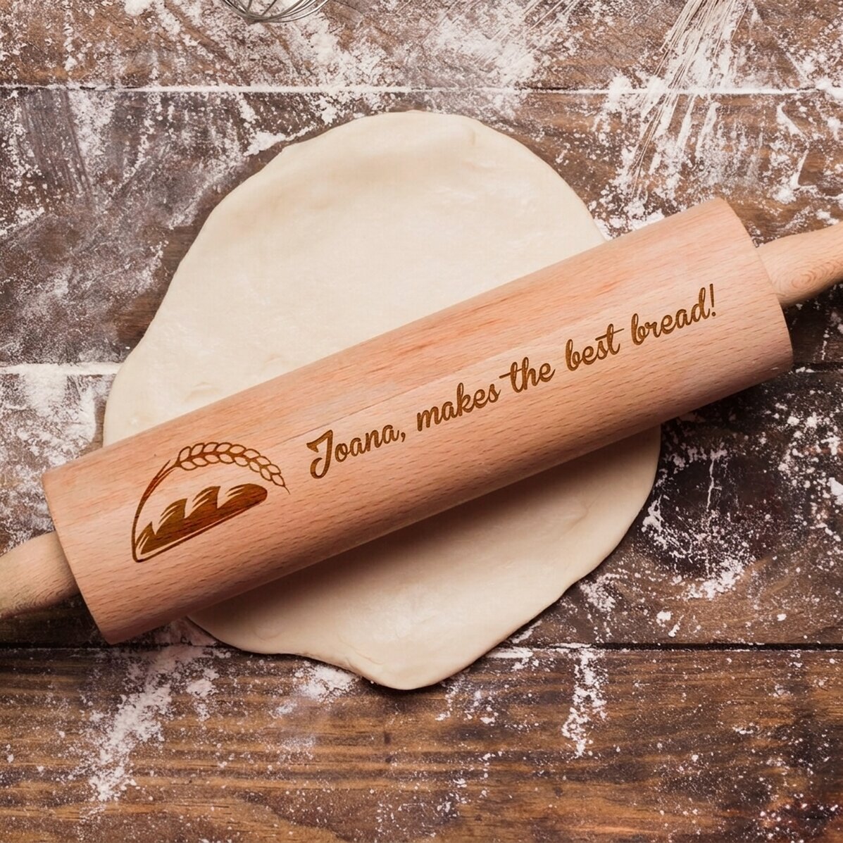 Individuell gestalteter Holz-Teigroller – Die besten Brötchen