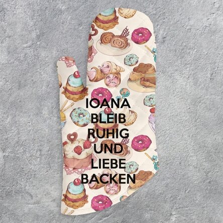 Personalisierter Küchenhandschuh mit Schriftzug – Keep Calm
