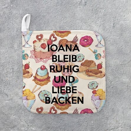 Individuell gestalteter Untersetzer für heiße Töpfe mit Schriftzug – Keep Calm