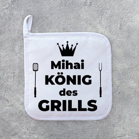 Individuell gestalteter Untersetzer für heiße Töpfe mit Text – King of the Grill