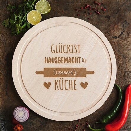 Individuell gestaltetes rundes Schneidebrett – Homemade Happiness