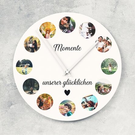 Personalisierte Uhr mit 12 Fotos – Unsere gemeinsamen Momente