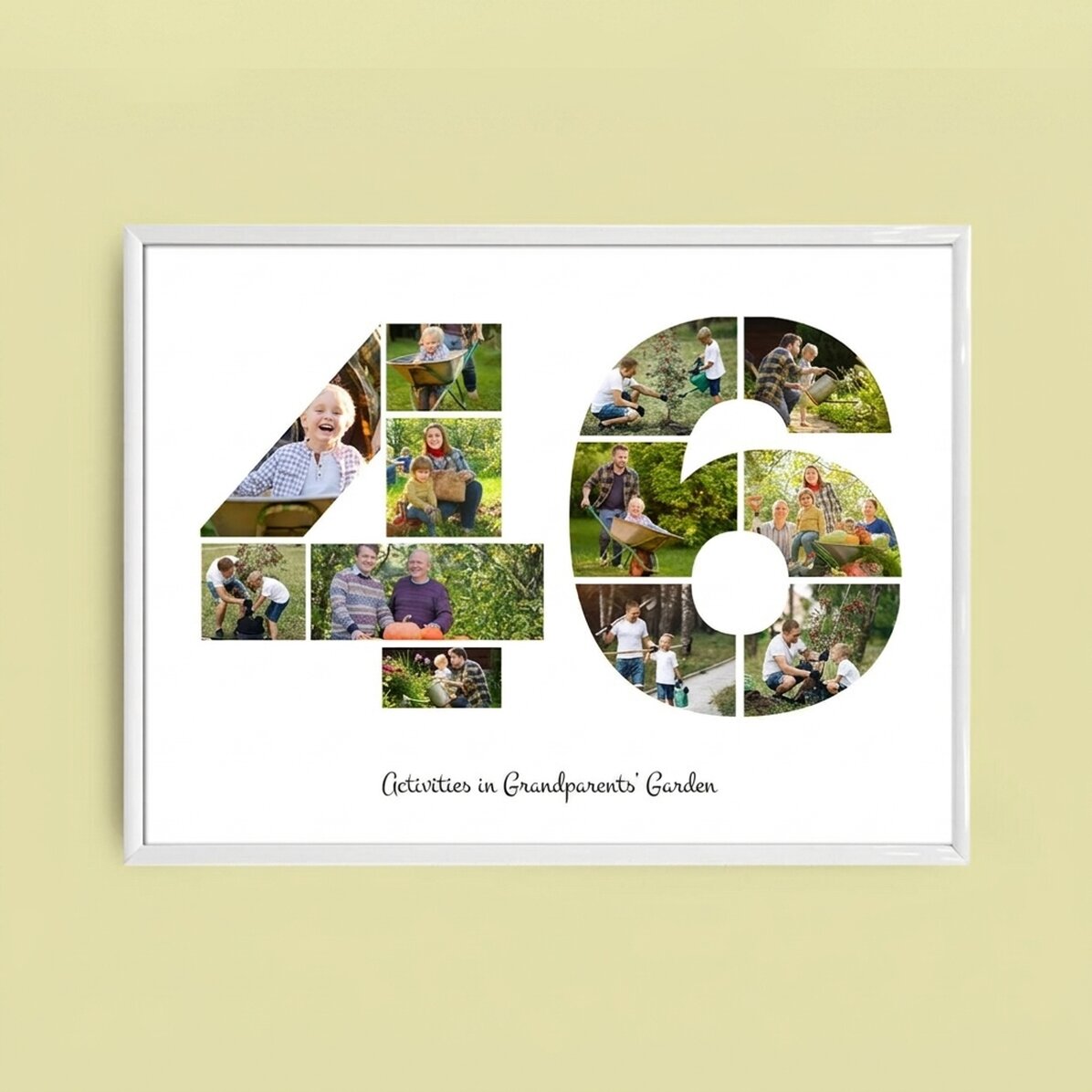 Individuell gestaltetes Landschaftsbild mit 12 Fotos, Modell Nr. 46 und Textbotschaft