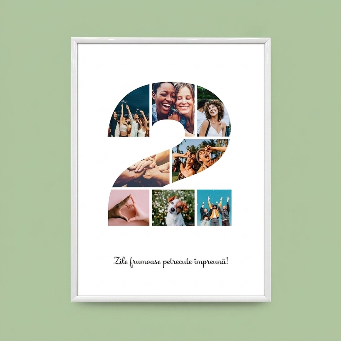 Individuell gestaltetes Bild mit 8 Fotos, Modell Nr. 2 und Textbotschaft