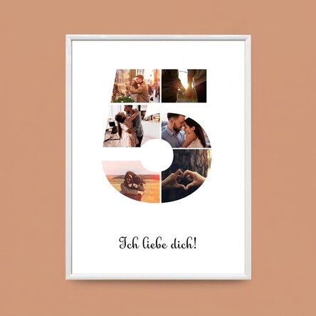 Individuell gestaltetes Bild mit 6 Fotos, Modell Nr. 5 und Textbotschaft