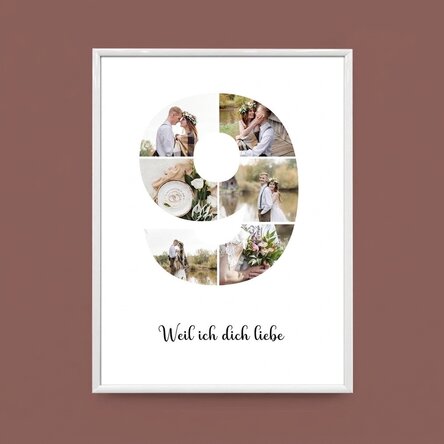 Individuell gestaltetes Bild mit 6 Fotos, Modell Nr. 9 und Textbotschaft