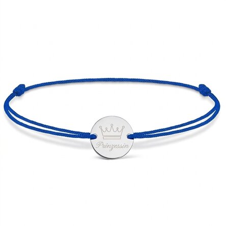 Personalisiertes Armband mit Kordel – 14-mm-Münze – 925er Silber – Krone-Motiv