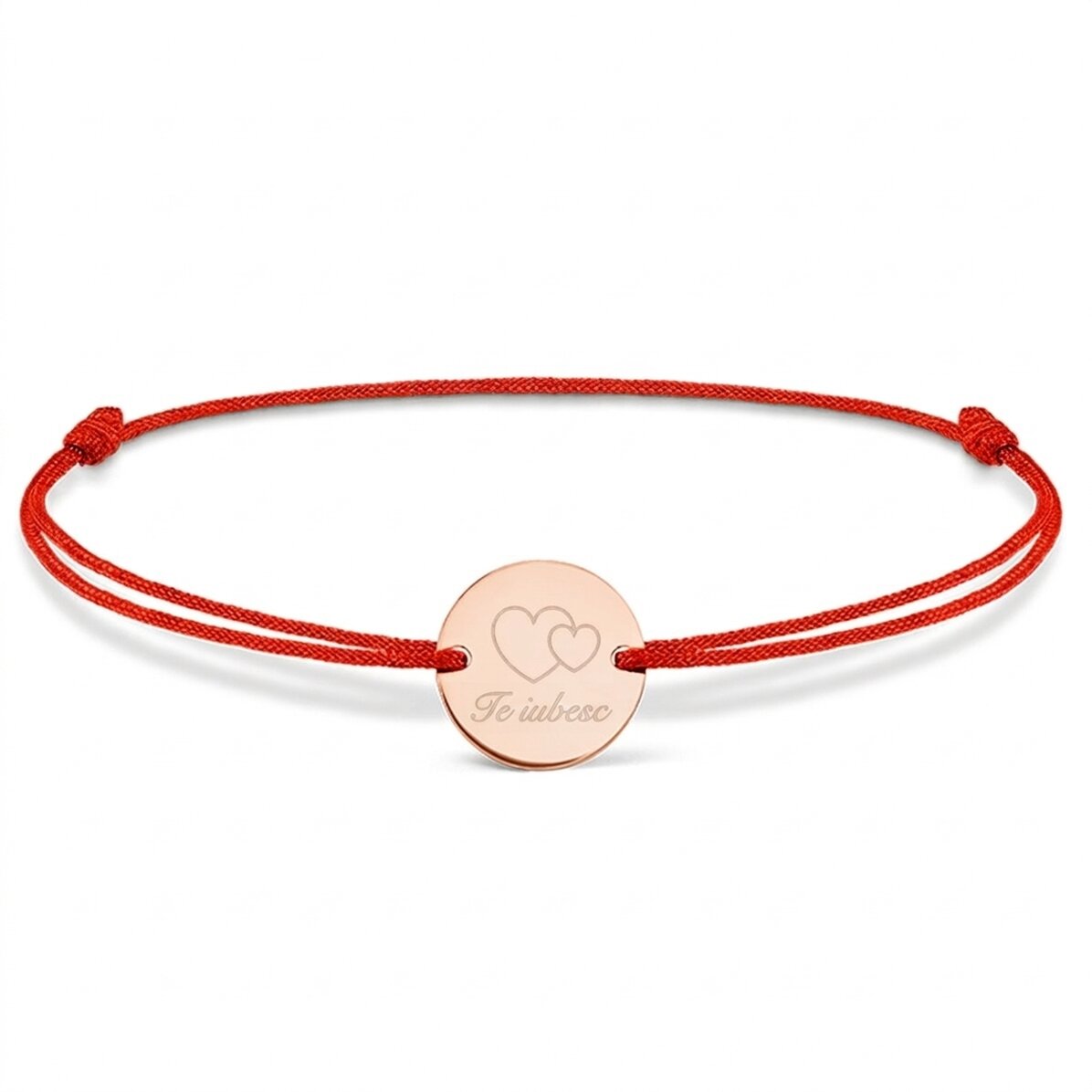 Personalisiertes Armband mit Kordel – 14-mm-Münze – 925er Silber – „I love you“