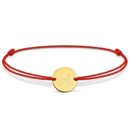 Personalisiertes Kordelarmband – 14-mm-Münze – 925er Silber – Initialen-Modell
