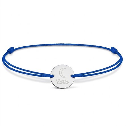 Personalisiertes Kordelarmband – 14-mm-Münze – 925er Silber – Mond-Motiv