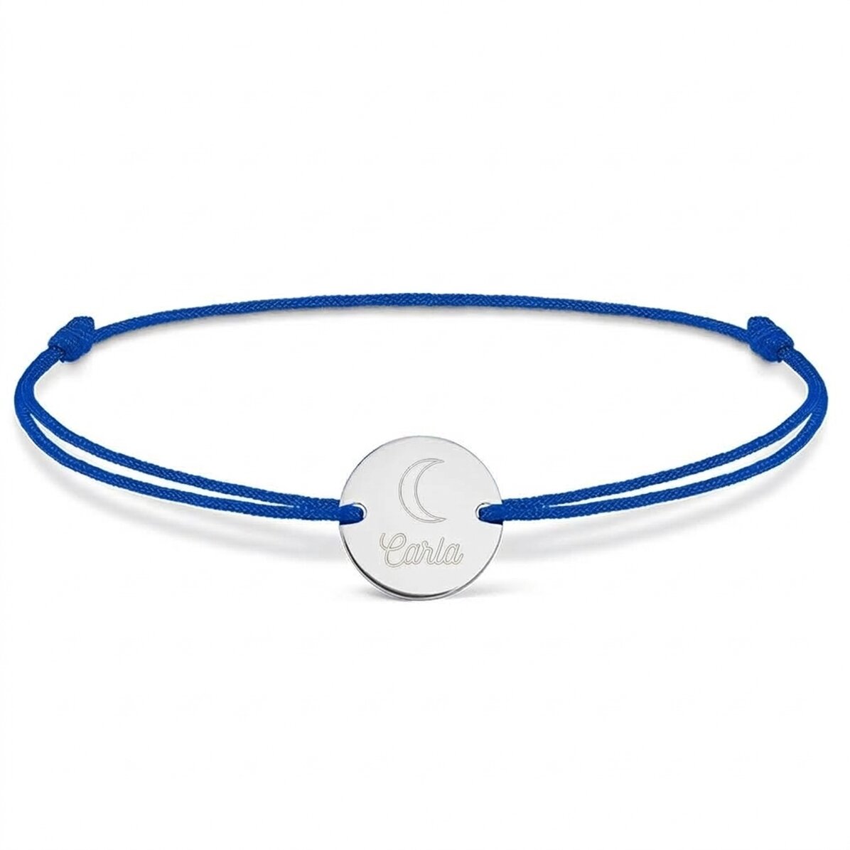 Personalisiertes Kordelarmband – 14-mm-Münze – 925er Silber – Mond-Motiv