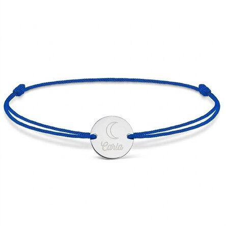 Personalisiertes Kordelarmband – 14-mm-Münze – 925er Silber – Mond-Motiv