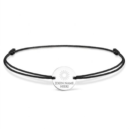 Personalisiertes Kordelarmband – 14-mm-Münze – 925er Silber – Sonnenmotiv