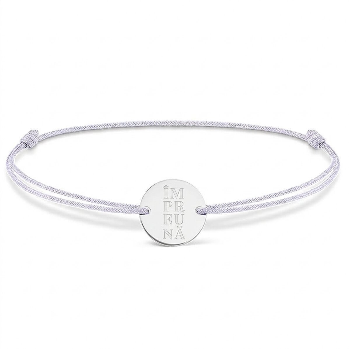 Personalisiertes Kordelarmband – 14-mm-Münze – 925er Silber – Modell mit 2 Initialen