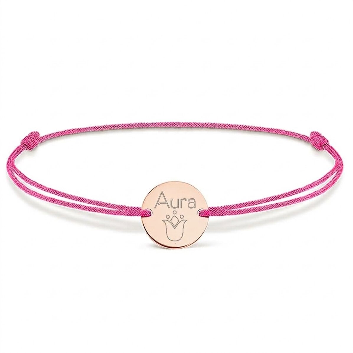 Personalisiertes Kordelarmband – 14-mm-Münze – 925er Silber – Tulpenmotiv