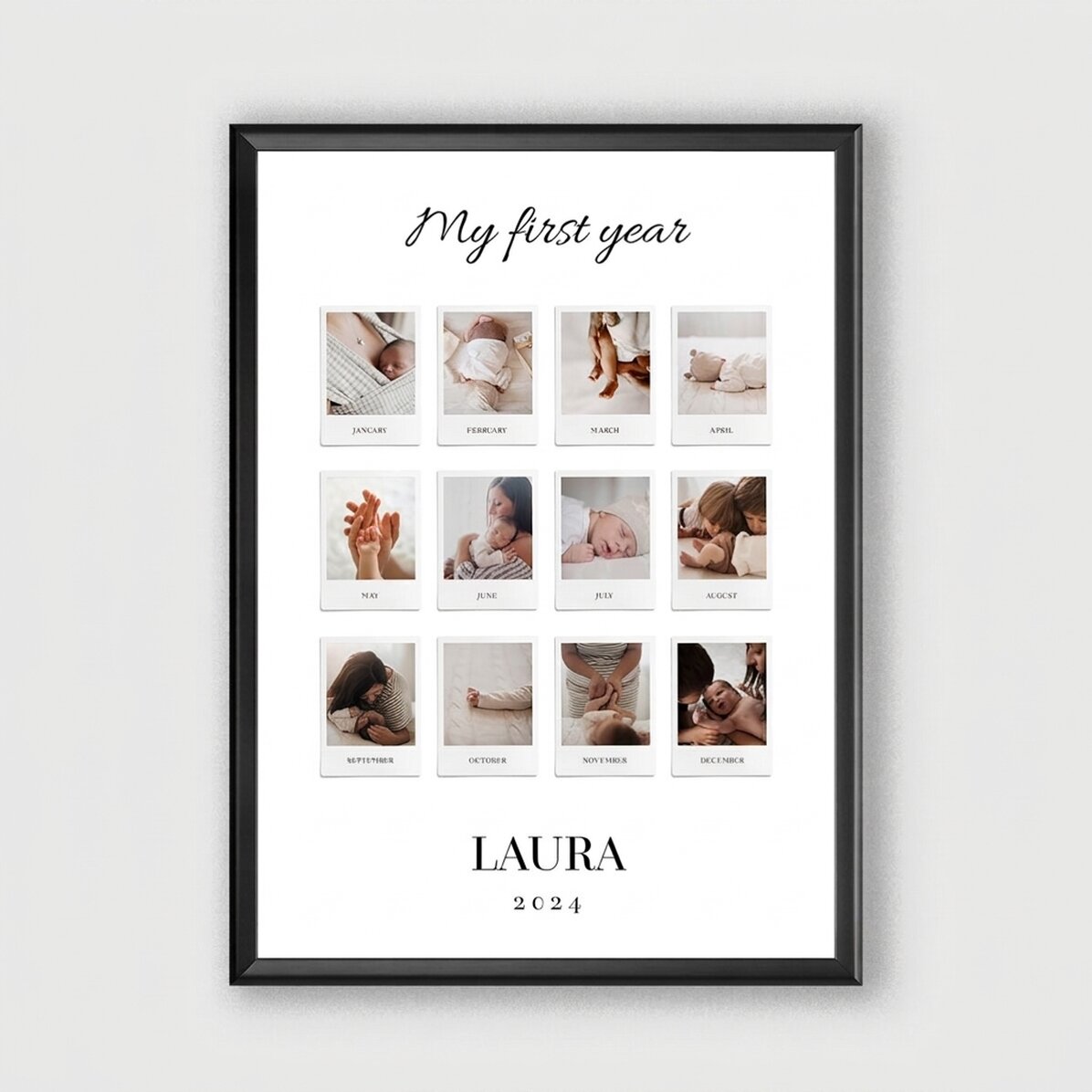 Individuell gestaltetes Bild mit Text und 12 Fotos – My First Year