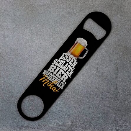 Personalisierter Bieröffner mit Schriftzug – Eat. Sleep. Beer. Repeat