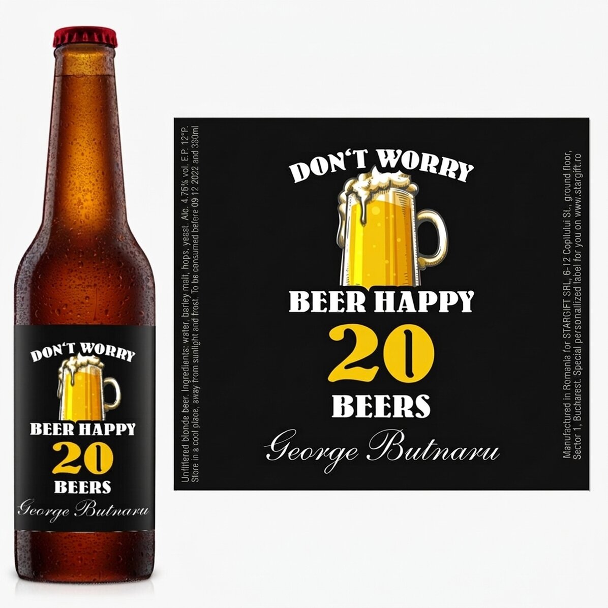 Bier mit individueller Aufschrift – Beer happy!