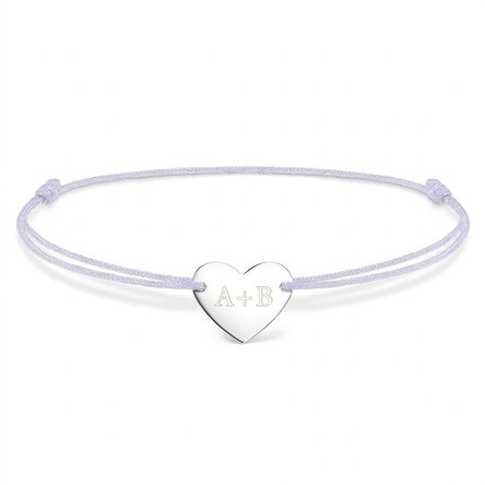 Personalisiertes Armband mit Kordel – Herz 12 x 10 mm – 925er Silber – Du und ich