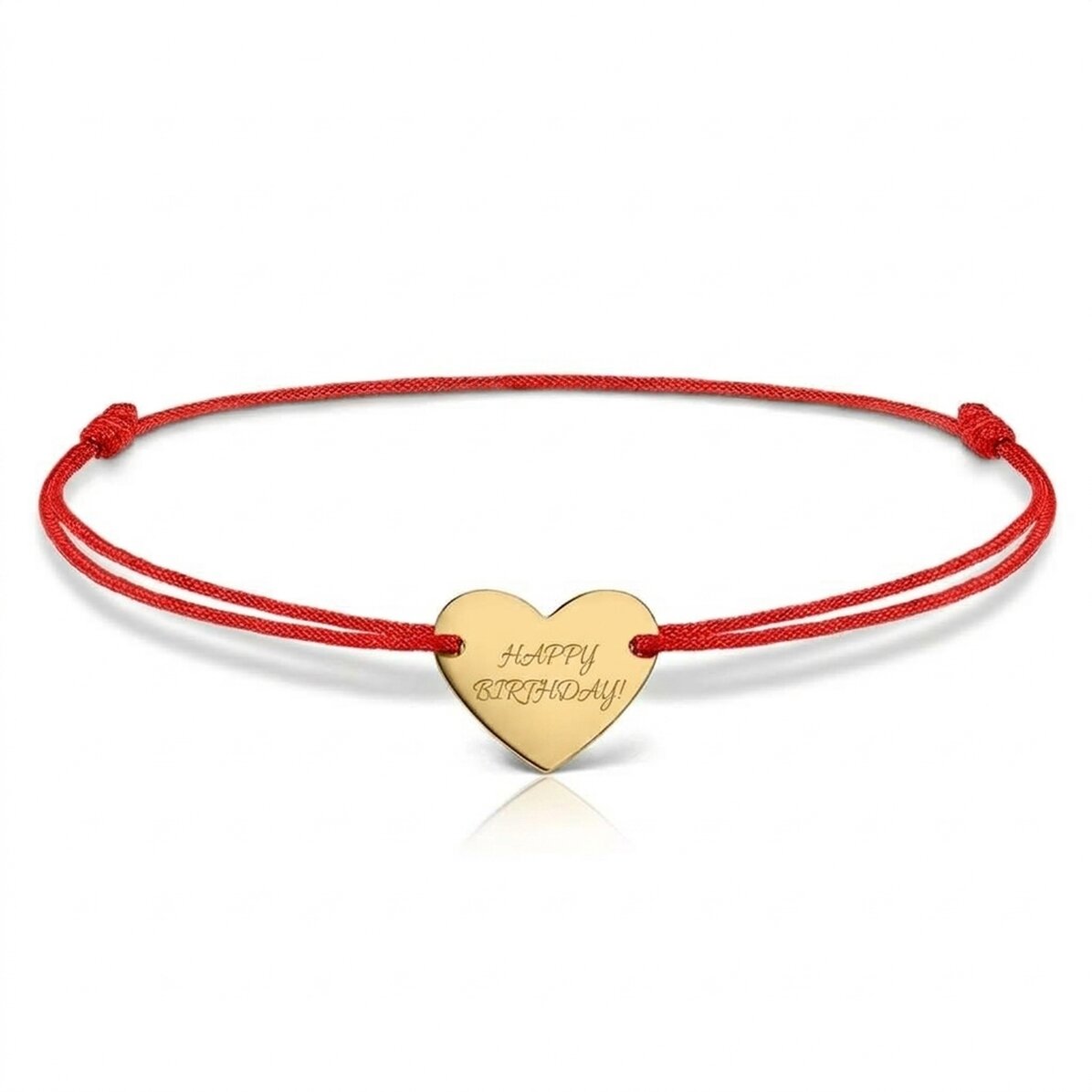 Personalisiertes Armband mit Kordel – Herz 12 x 10 mm – 14-karätiges Gold – Modell „Initiale 5“