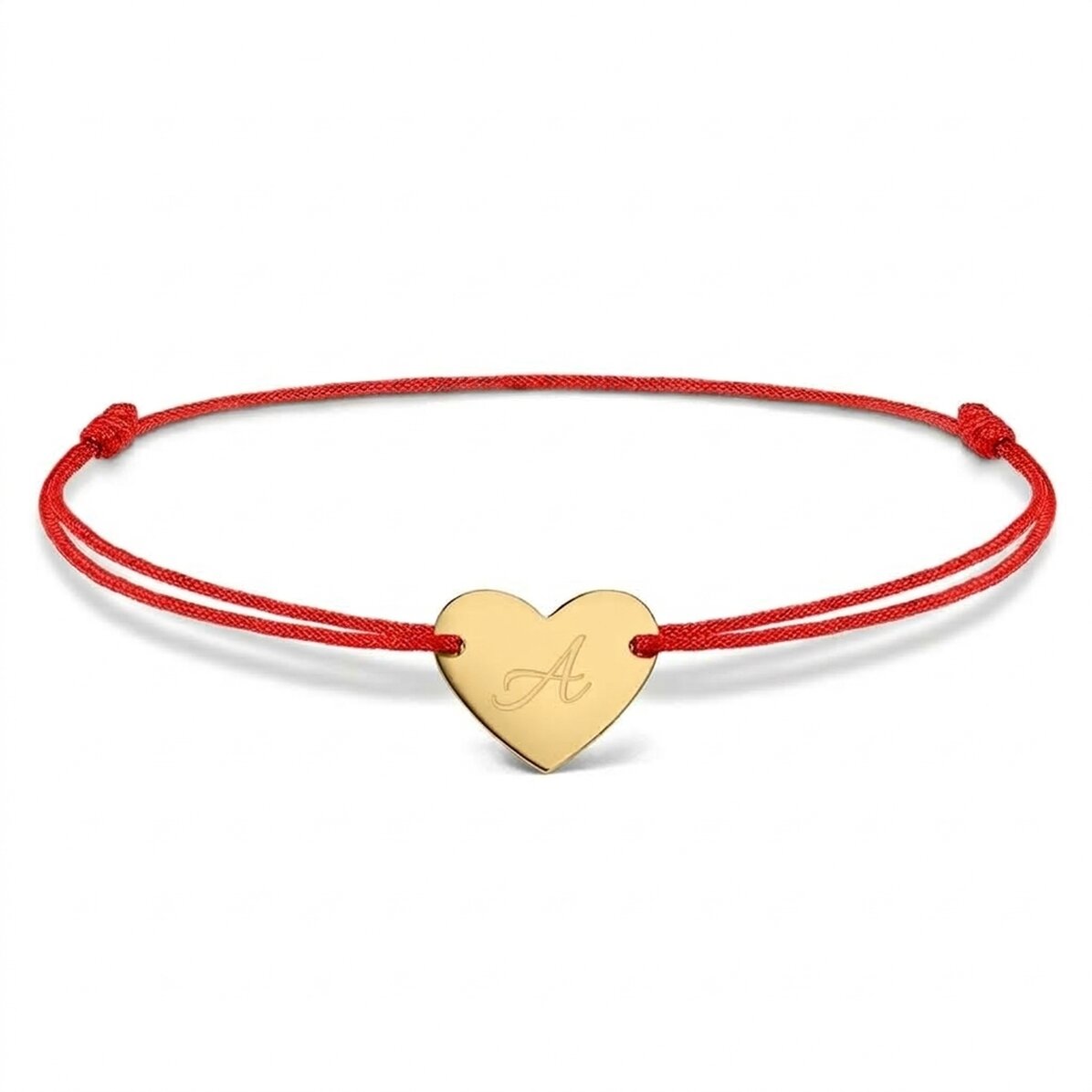 Personalisiertes Kordelarmband – Herz 12 x 10 mm – 925er Silber – Modell „Initiale 5“