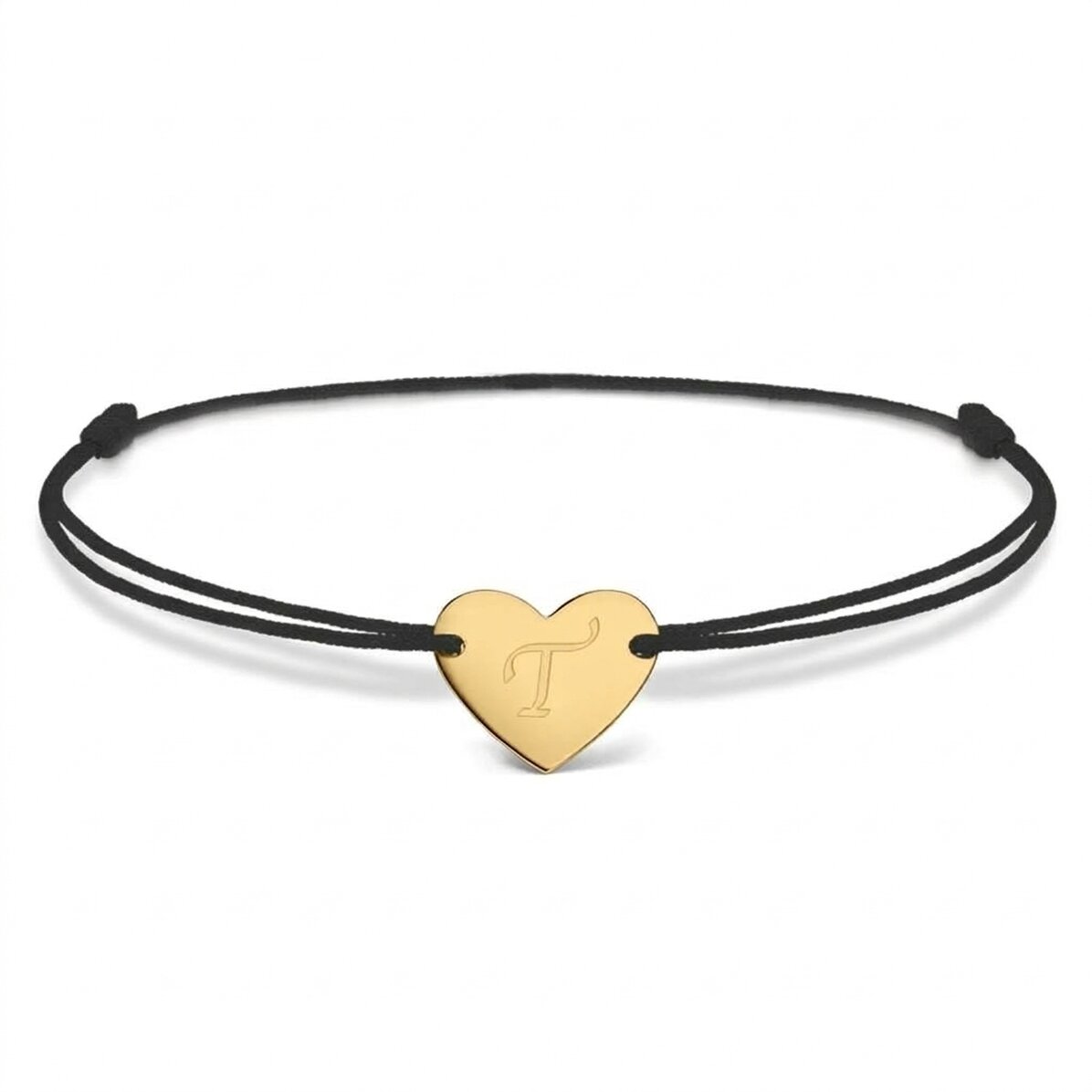 Personalisiertes Kordelarmband – Herz 12 x 10 mm – 925er Silber – Modell „Initiale 6“