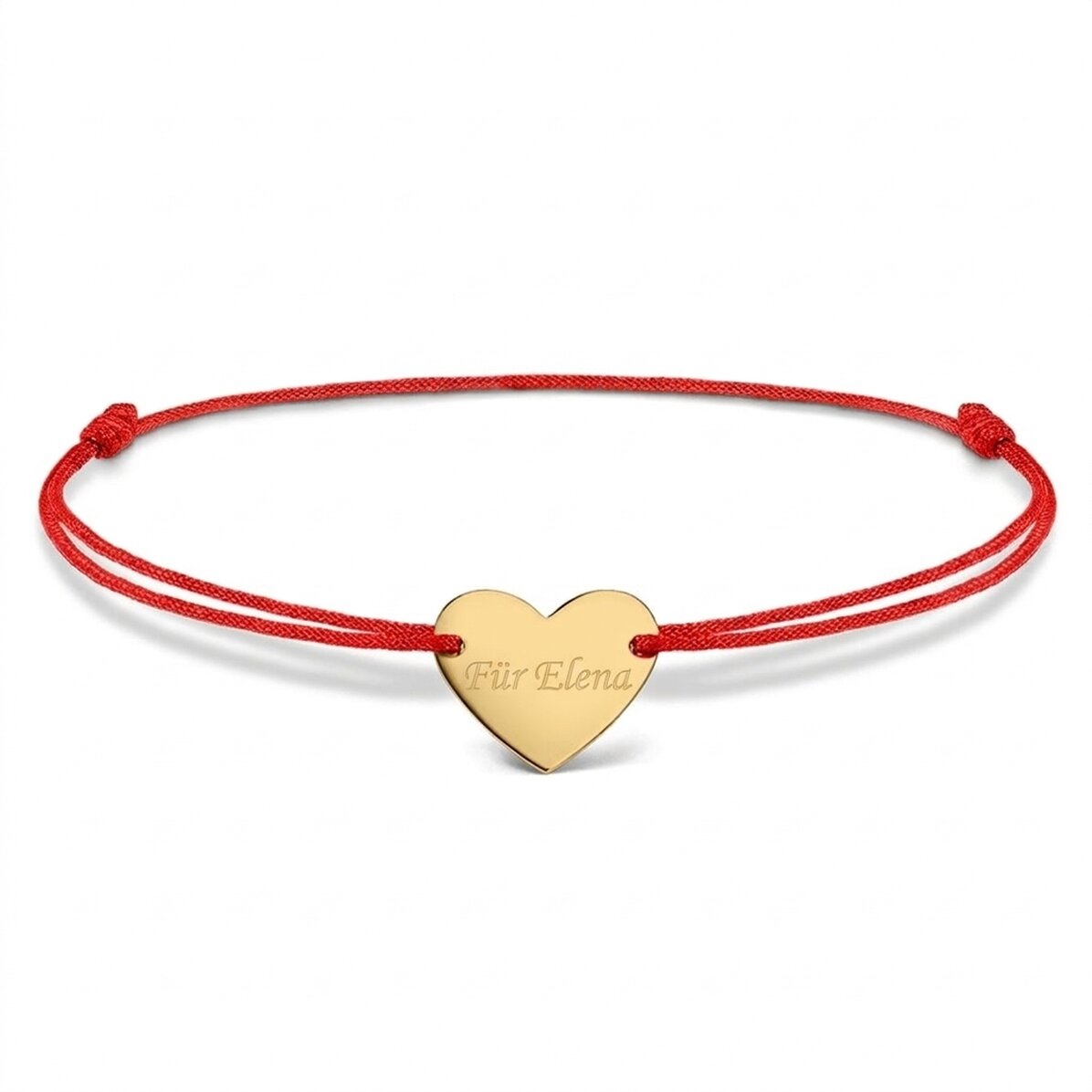Personalisiertes Armband mit Kordel – Herz 12 x 10 mm – 14-karätiges Gold – „Du und ich“, Modell 3