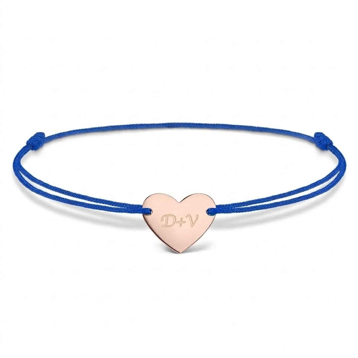 Personalisiertes Kordelarmband – Herz 12 x 10 mm – 925er Silber – „Du und ich“, Modell 3