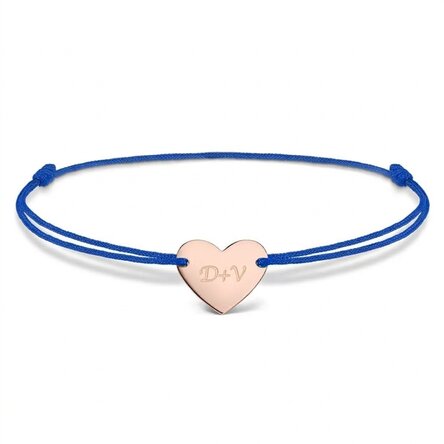 Personalisiertes Kordelarmband – Herz 12 x 10 mm – 925er Silber – „Du und ich“, Modell 3