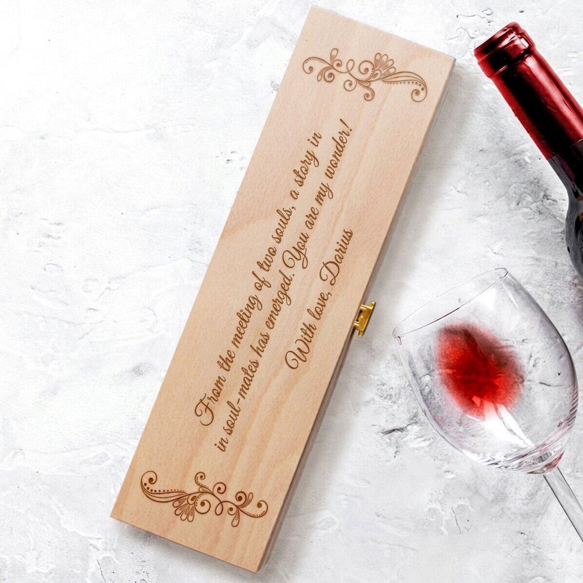Personalised wine box with text - The most beautiful thoughts