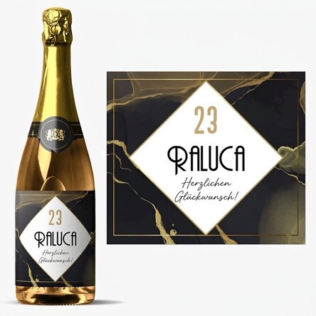 Personalisierter Sekt mit Text – Abstract Gold