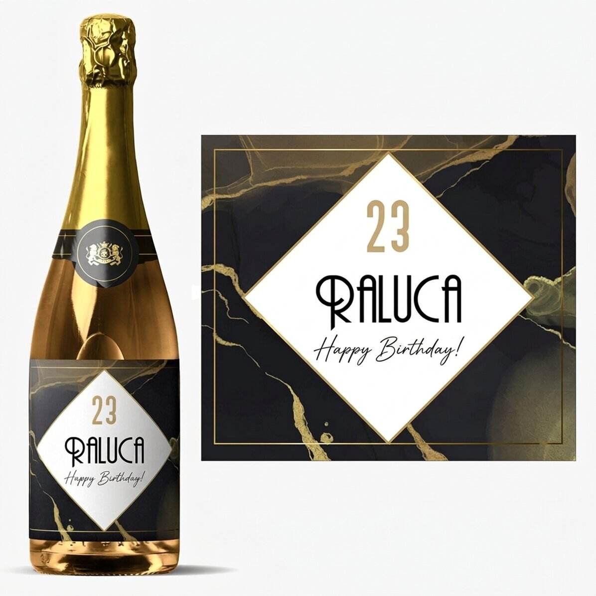 Personalisierter Sekt mit Text – Abstract Gold