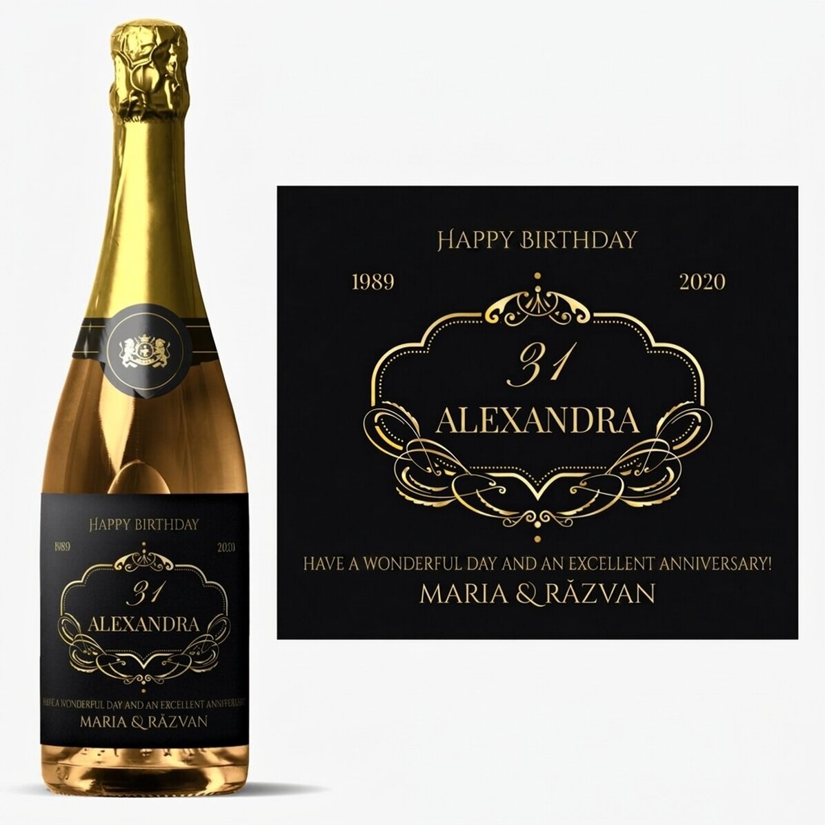 Personalisierter Sekt mit Text – Elegant