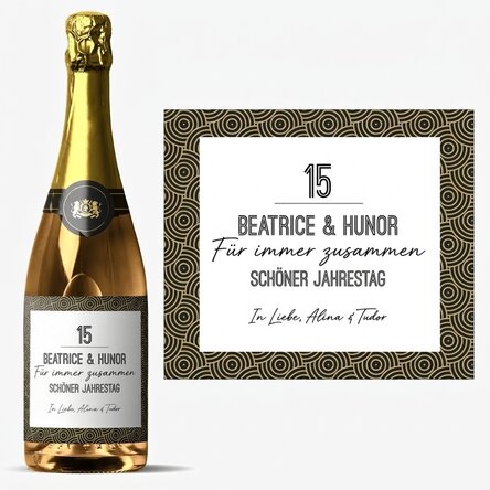 Personalisierter Sekt mit Text – Art déco