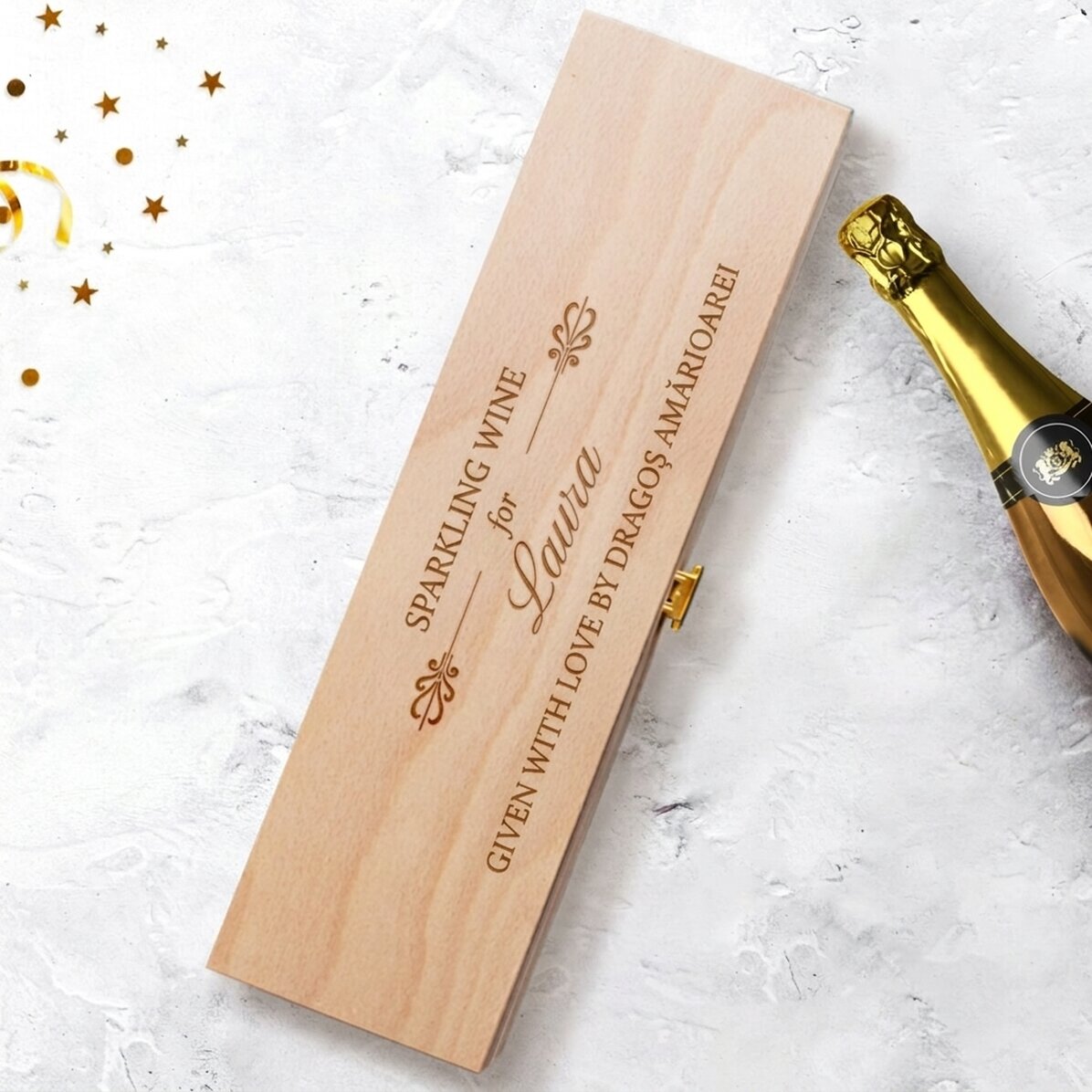 Personalisierte Sektverpackung mit Text – Elegance