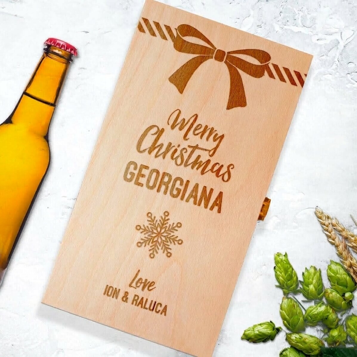 Personalisierte Bierbox für drei Flaschen – Geschenk