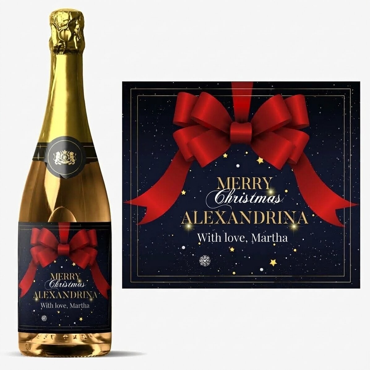 Personalisierter Sekt mit Text – Glamorous Christmas
