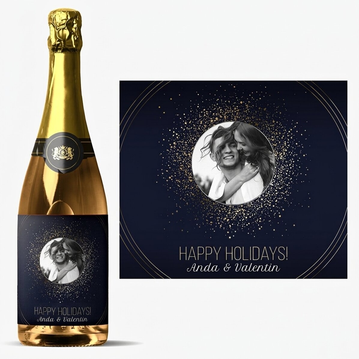 Personalisierter Sekt mit Text und Foto – Sparks of Joy