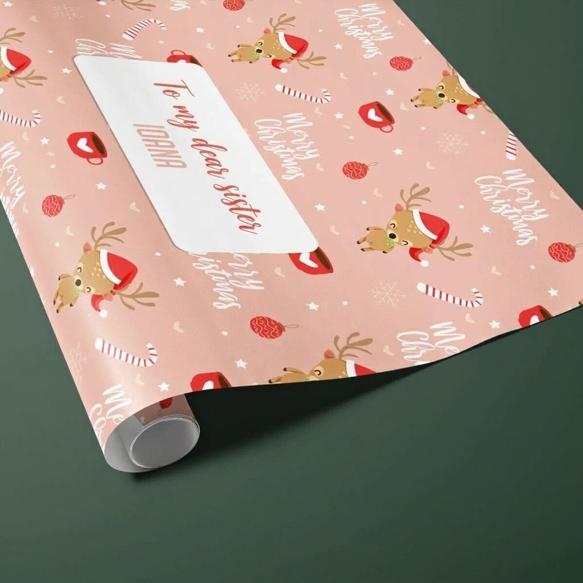 Individuell gestaltetes Geschenkpapier mit Text in einem Rahmen – Sweet Christmas